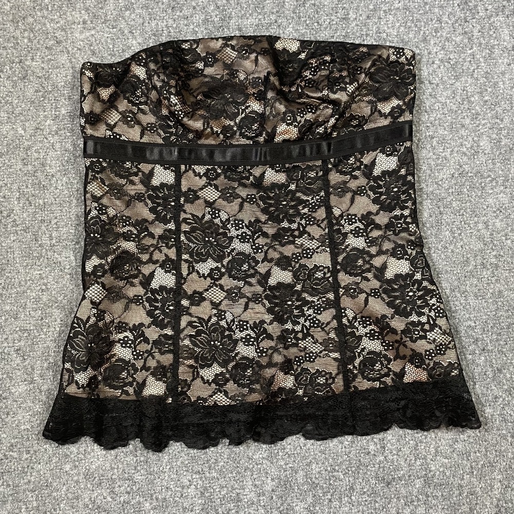 Express Lace Corset Tube Top Size 6 Black Cropped Zippered Top Dark Fairy Grunge
